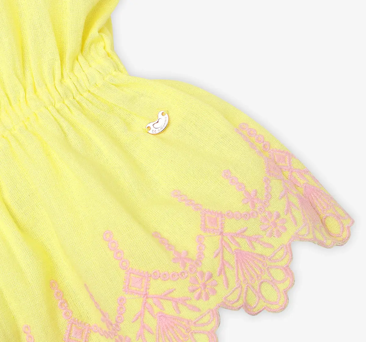 Girls Embroidered Co-Ord Set - Yellow