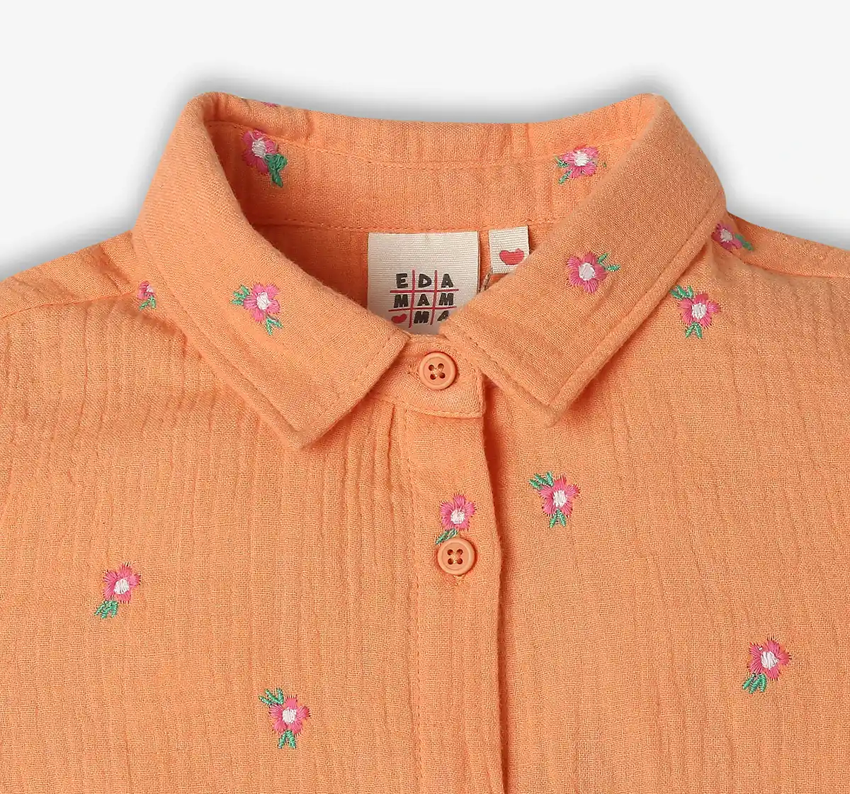 Girls Embroidered Co-ord Set - Orange