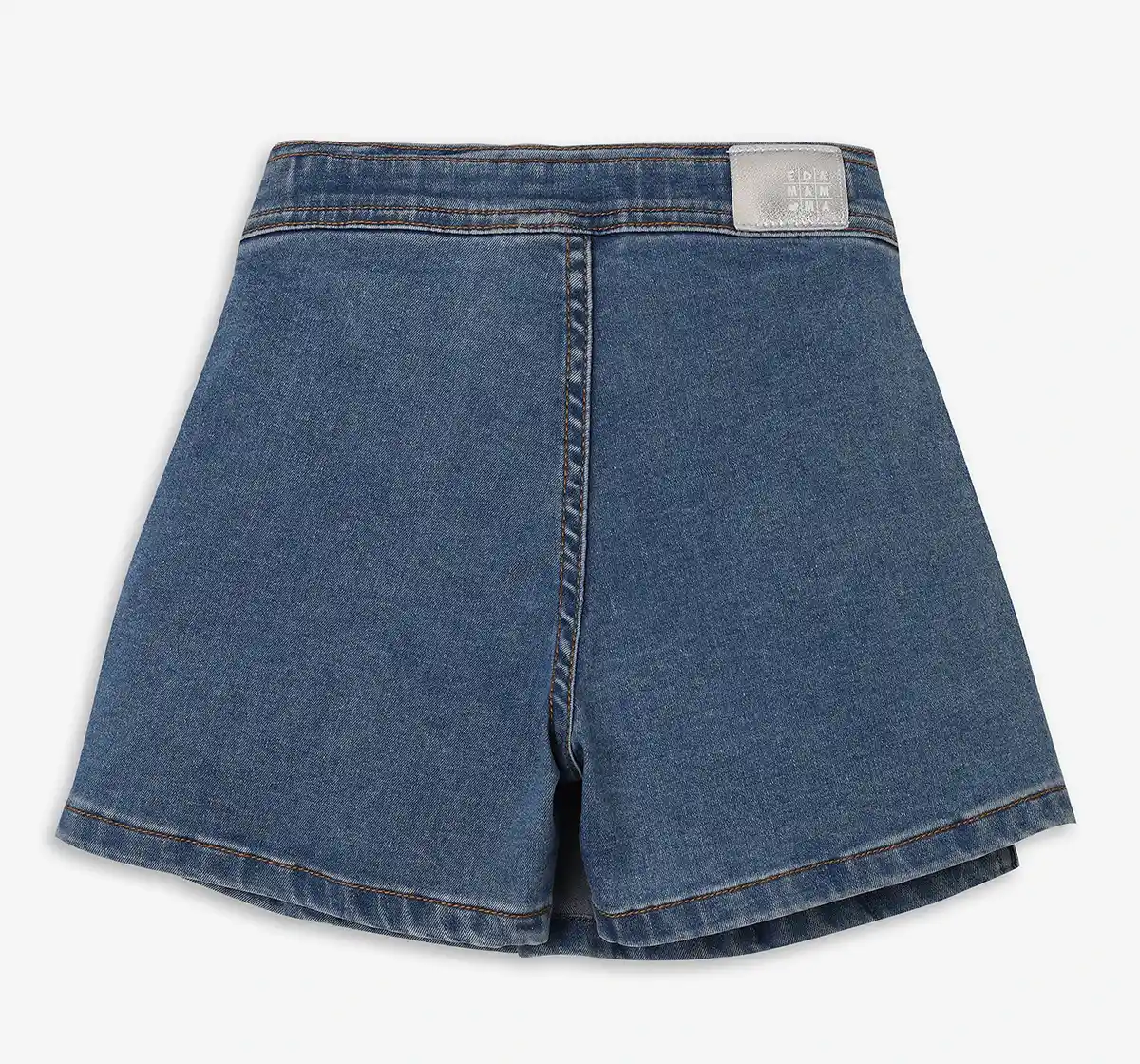 Girls 100% Cotton Pleated Skirt - Mid Blue