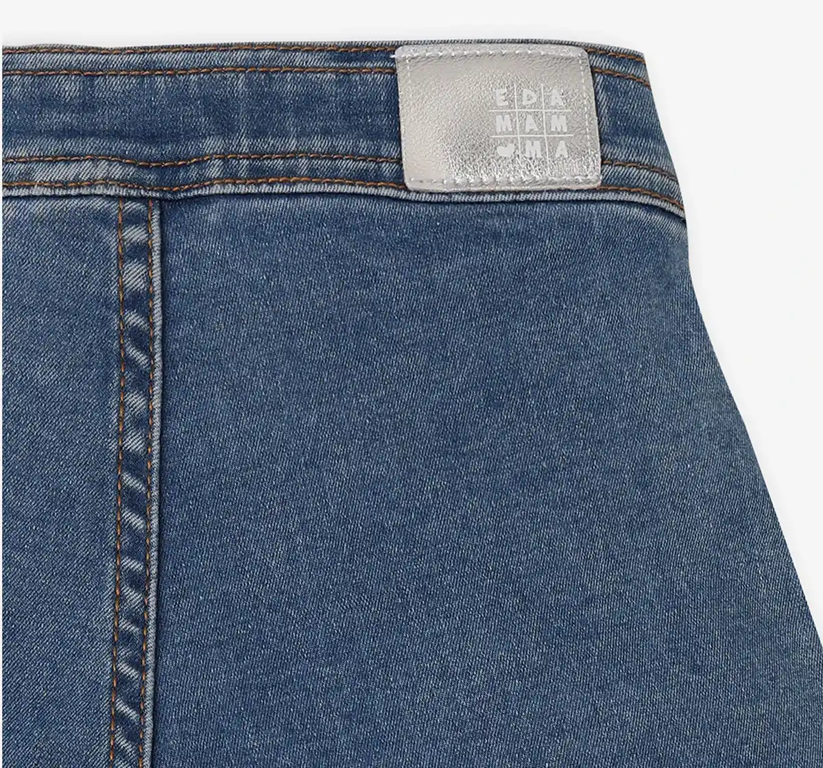 Girls 100% Cotton Pleated Skirt - Mid Blue