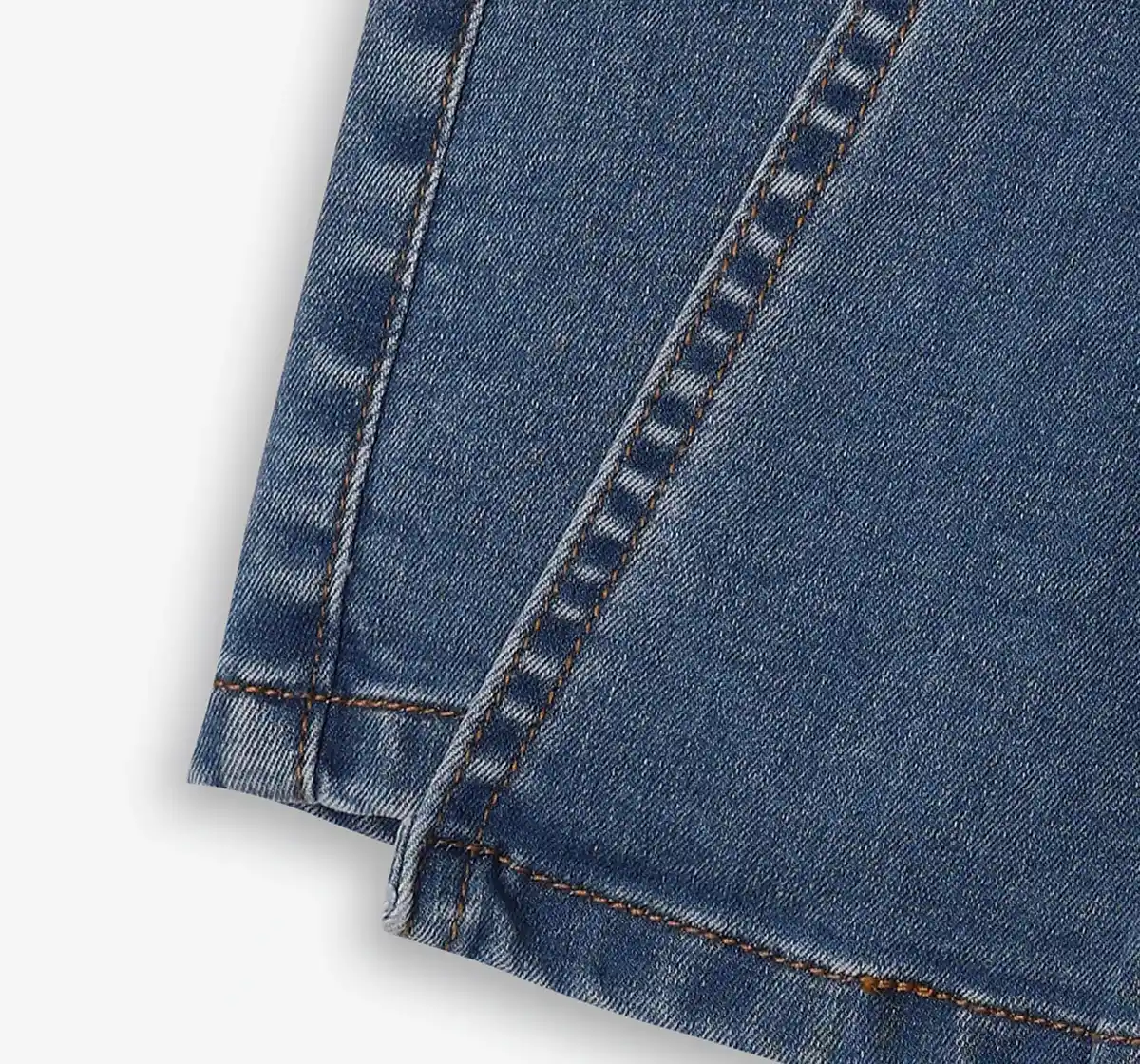 Girls 100% Cotton Pleated Skirt - Mid Blue