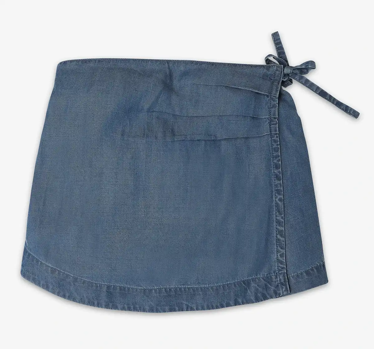 Girls Denim Tie-Up Skorts - Blue