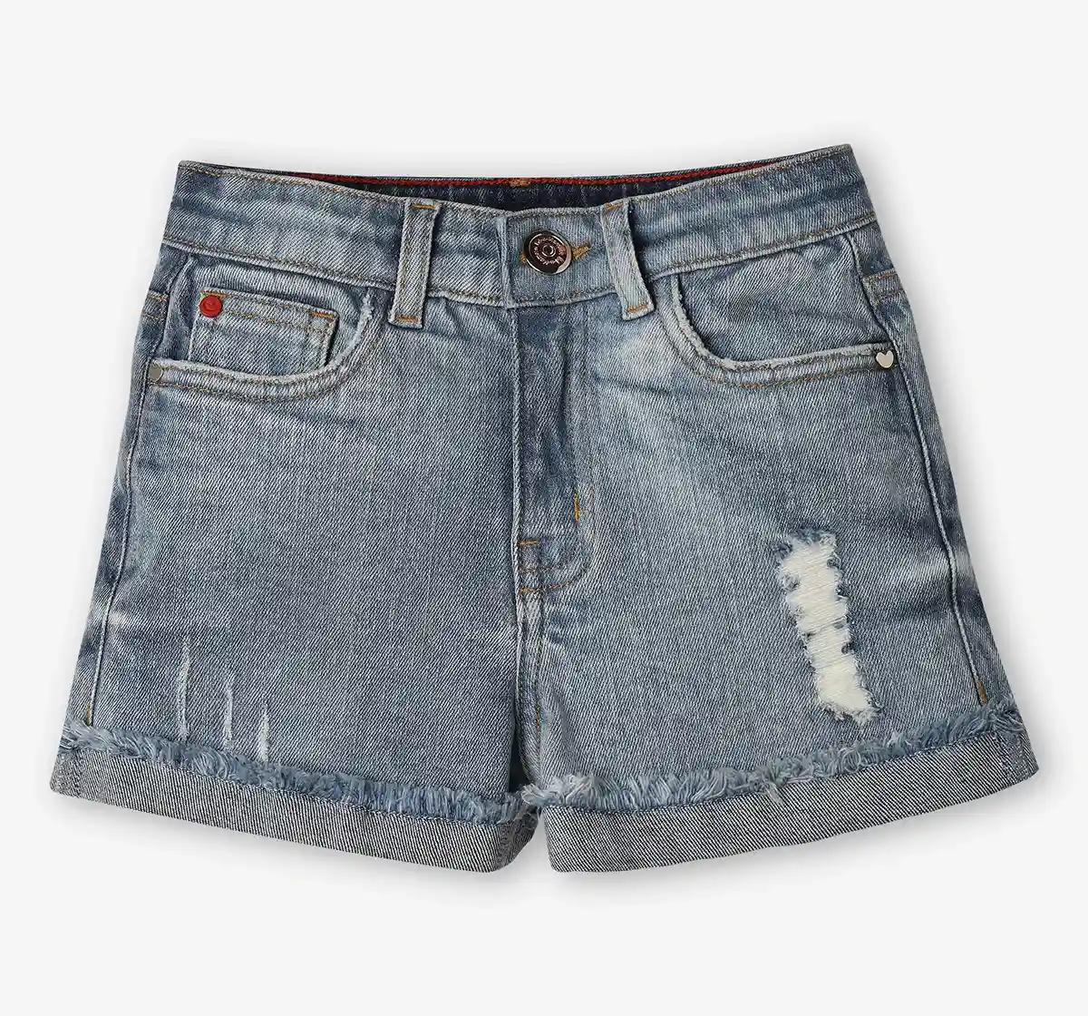 Girls Denim Distress Shorts - Mid Blue