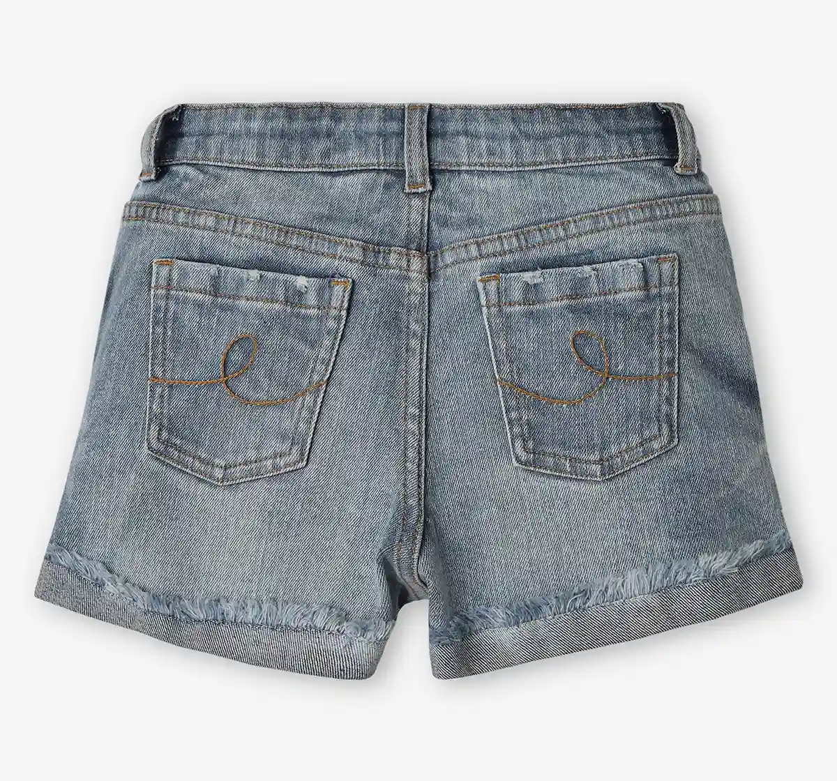 Girls Denim Distress Shorts - Mid Blue