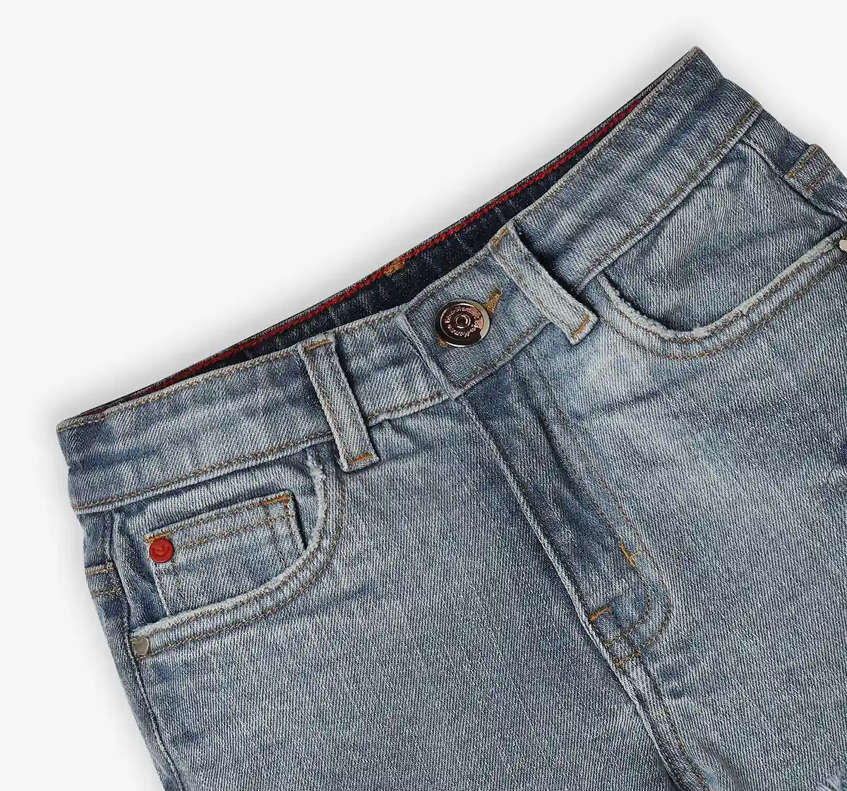 Girls Denim Distress Shorts - Mid Blue