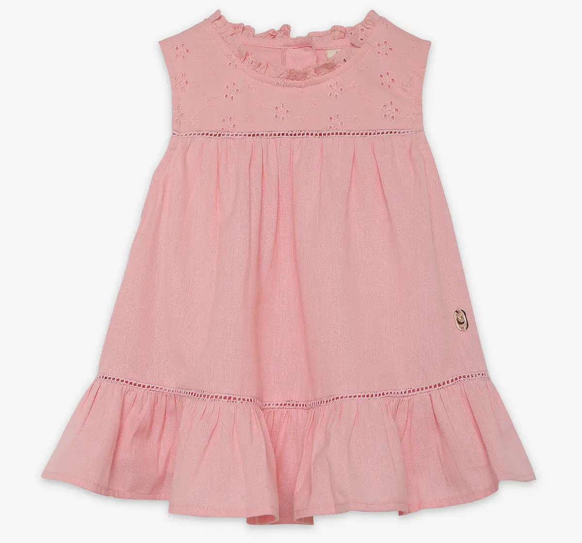 Girls  Schiffli Embroidered Top - Pink