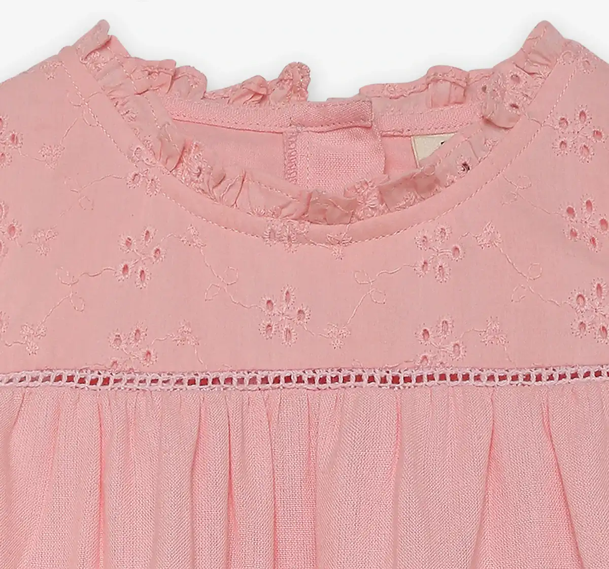 Girls  Schiffli Embroidered Top - Pink