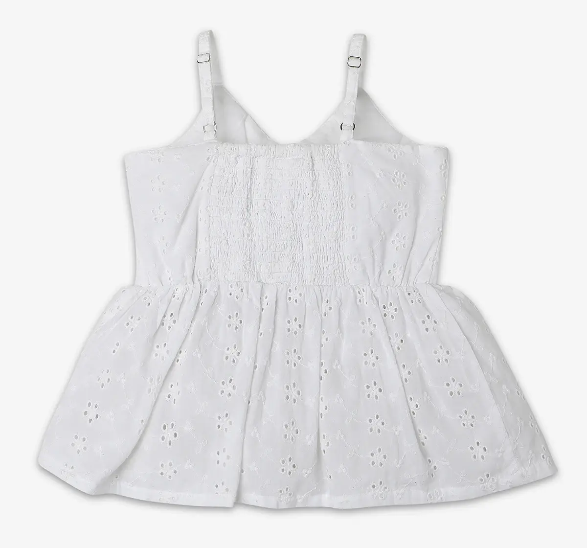 Girls Embroidered 100% Cotton Top - White