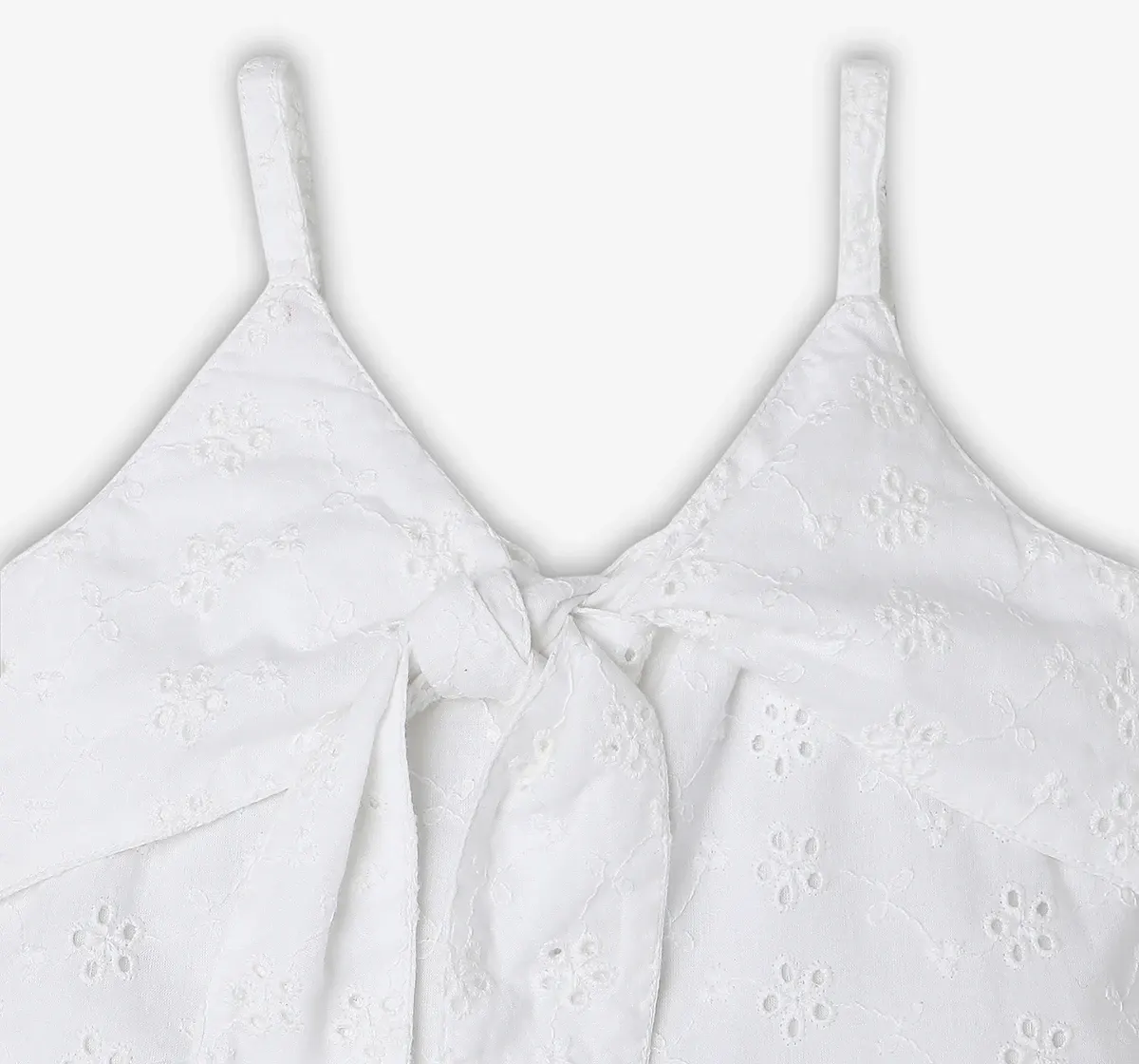 Girls Embroidered 100% Cotton Top - White