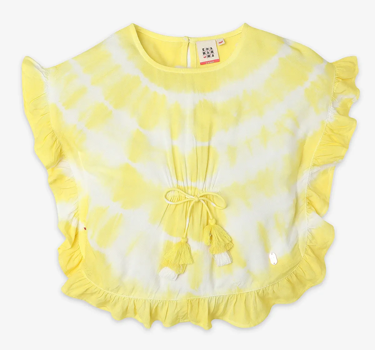 Girls Tie Dye Poncho Top - Yellow