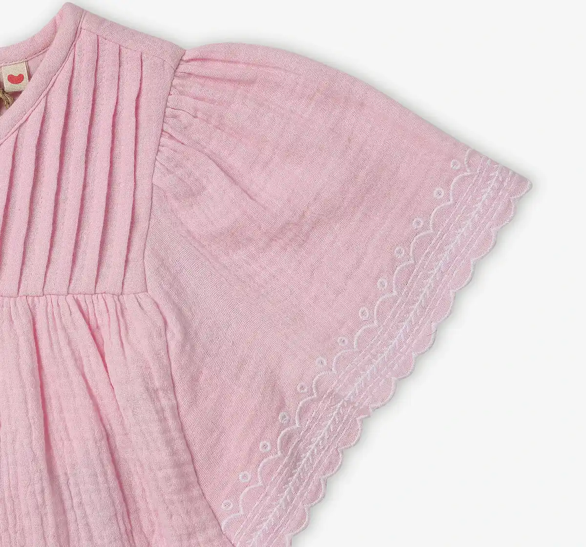 Girls Embroidered 100% Cotton Top - Pink