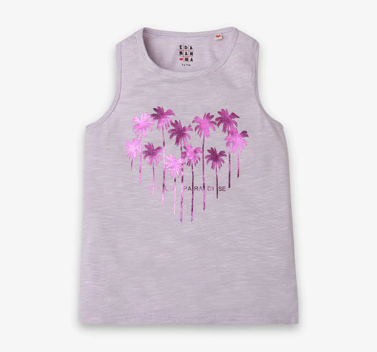 Girls Striped 100% Cotton T-Shirt - Lavender