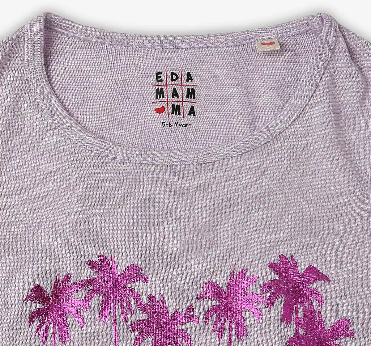 Girls Striped 100% Cotton T-Shirt - Lavender