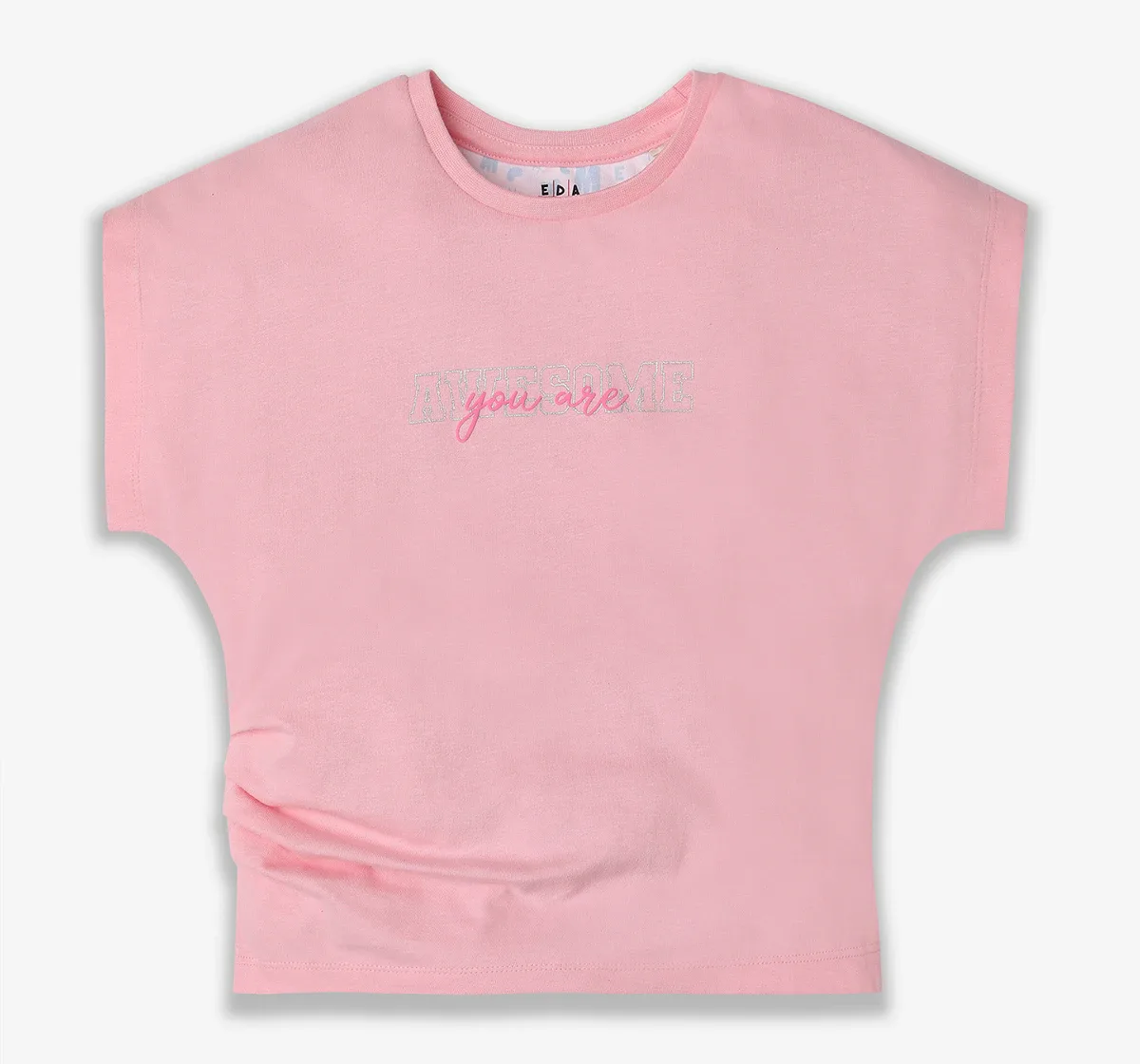 Girls Printed 100% Cotton T-Shirt - Pink