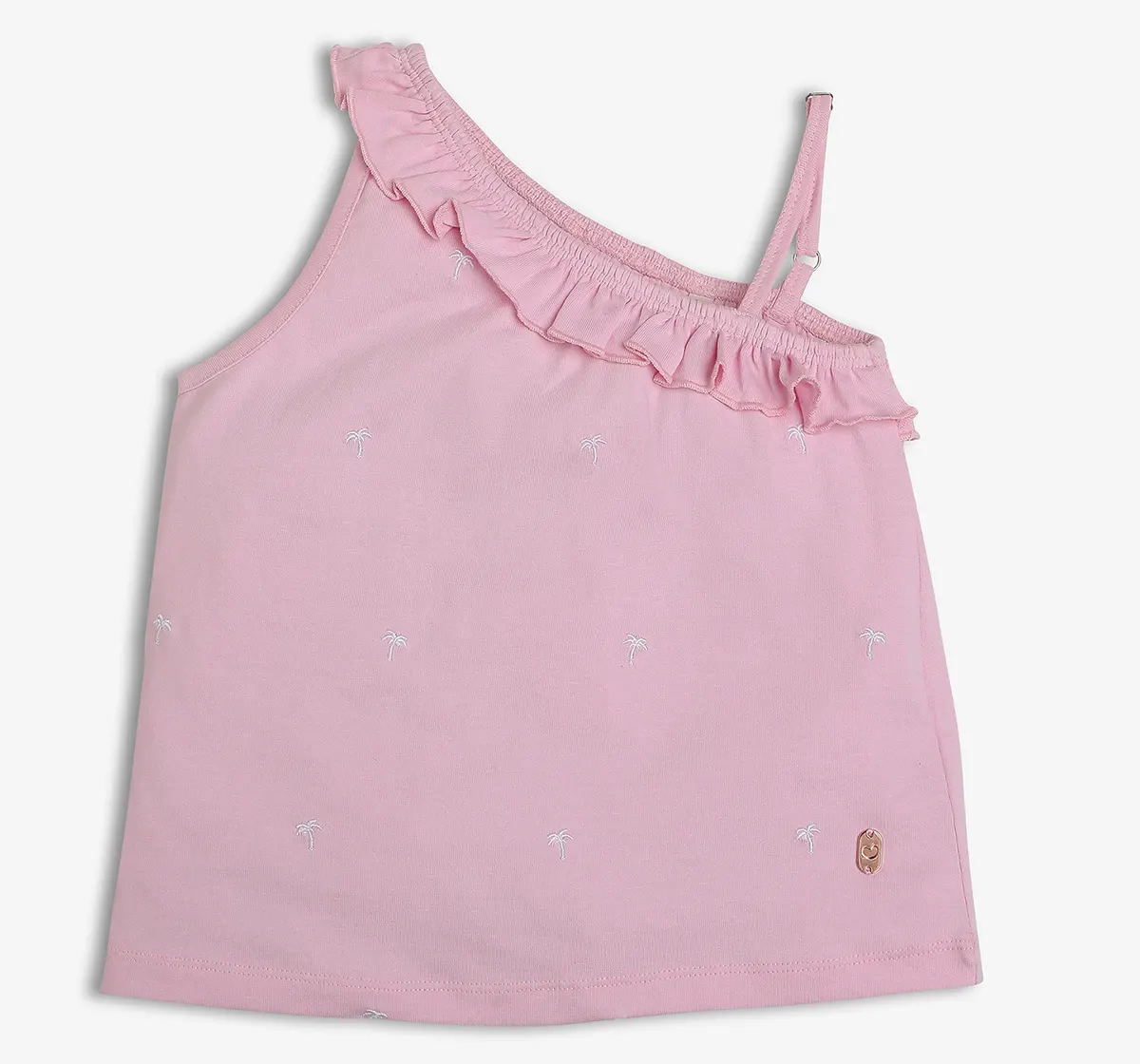 Girls 100% Cotton Embroidered T-Shirt - Pink
