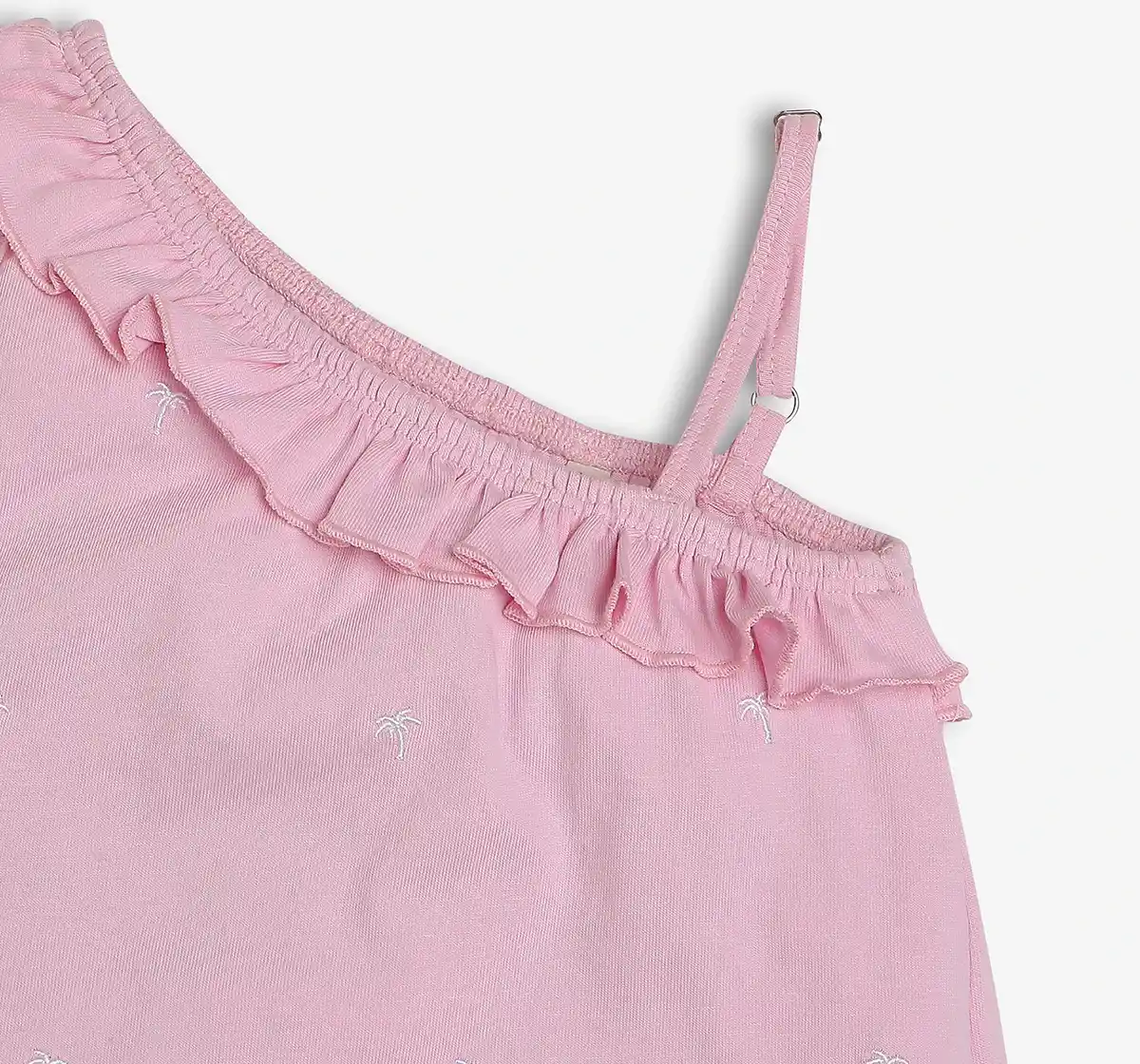 Girls 100% Cotton Embroidered T-Shirt - Pink