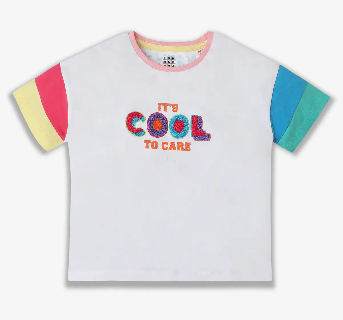 Girls Embroidered 100% Cotton T-Shirt - White