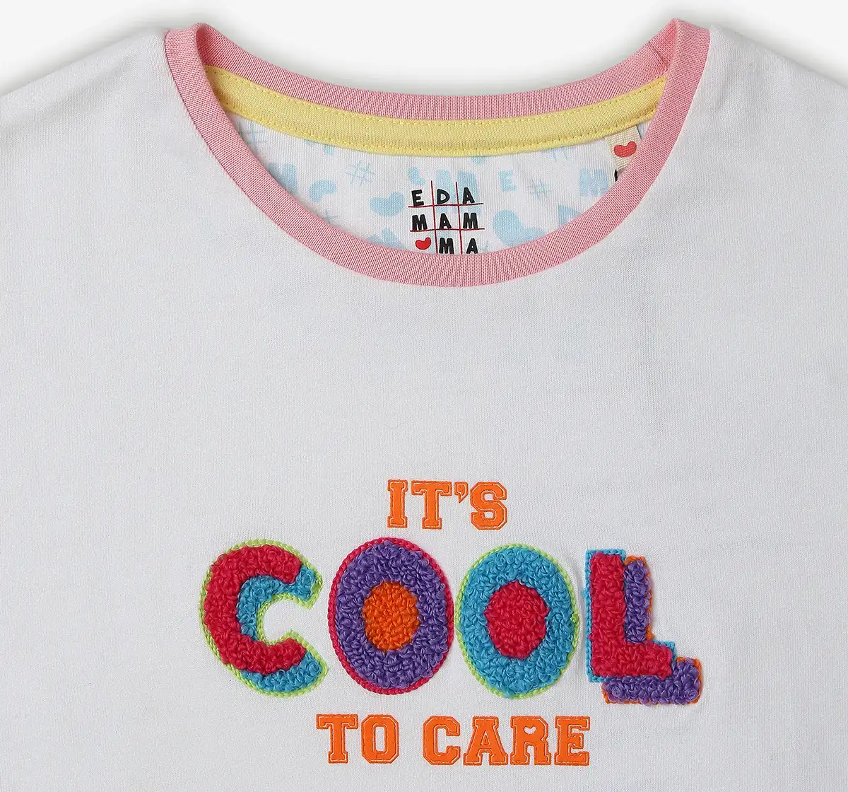 Girls Embroidered 100% Cotton T-Shirt - White