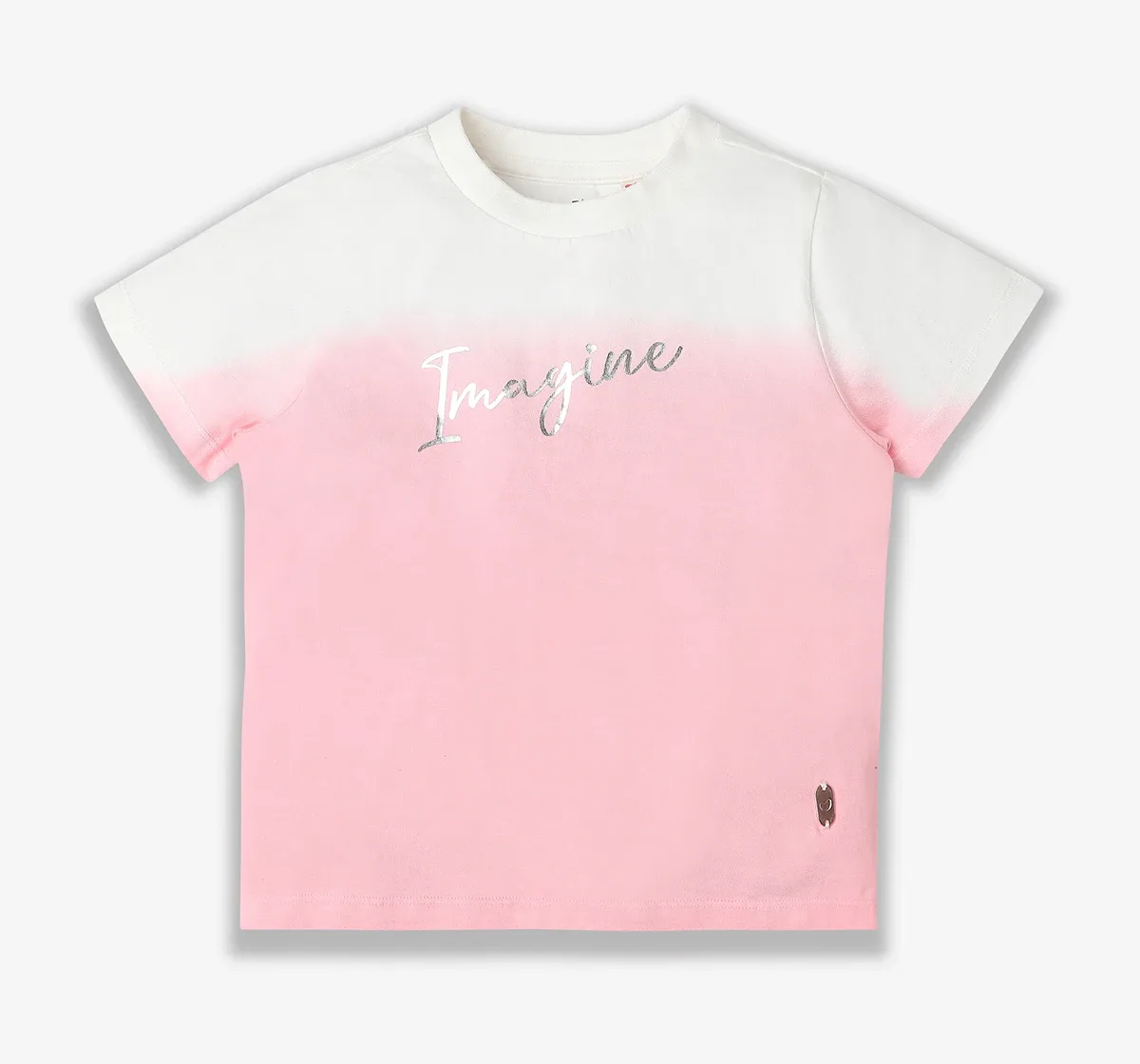 Girls Printed 100% Cotton T-Shirt - Pink