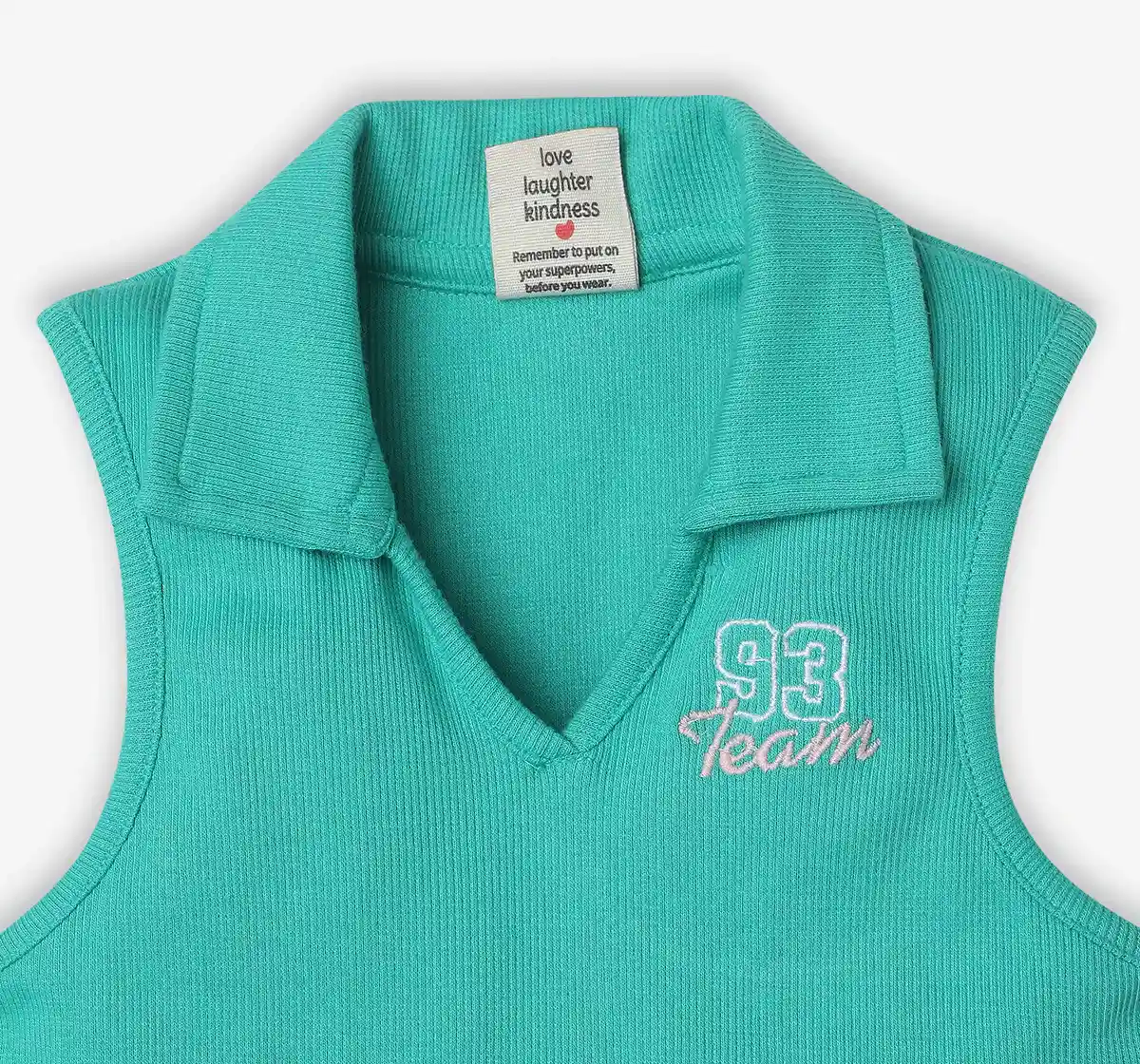 Girls Printed 100% Cotton T-Shirt - Green