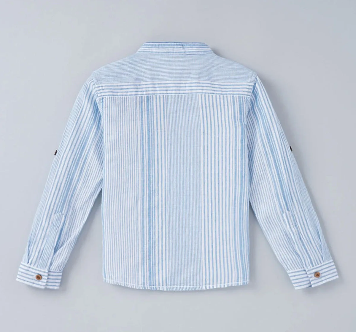 Boys Mandarin Collar Striped Shirt