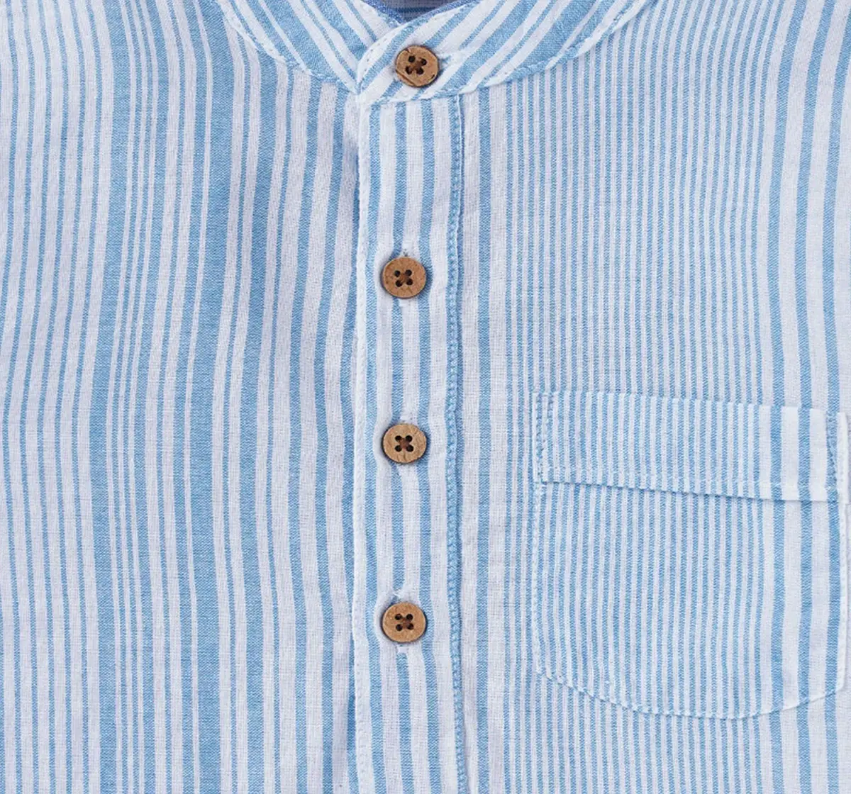 Boys Mandarin Collar Striped Shirt