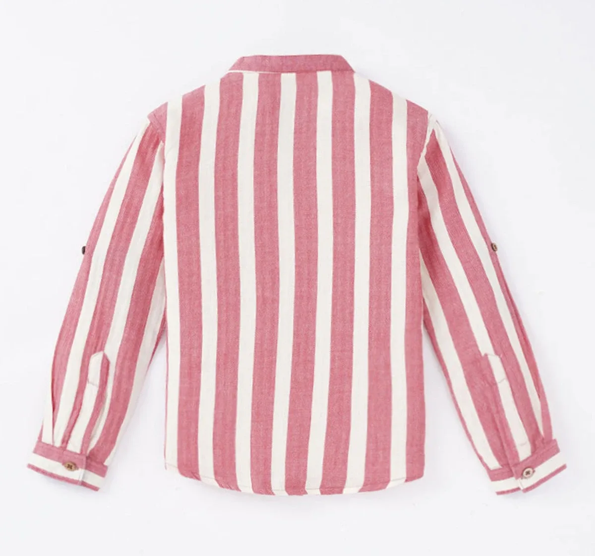 Boys Mandarin Collar Striped Shirt