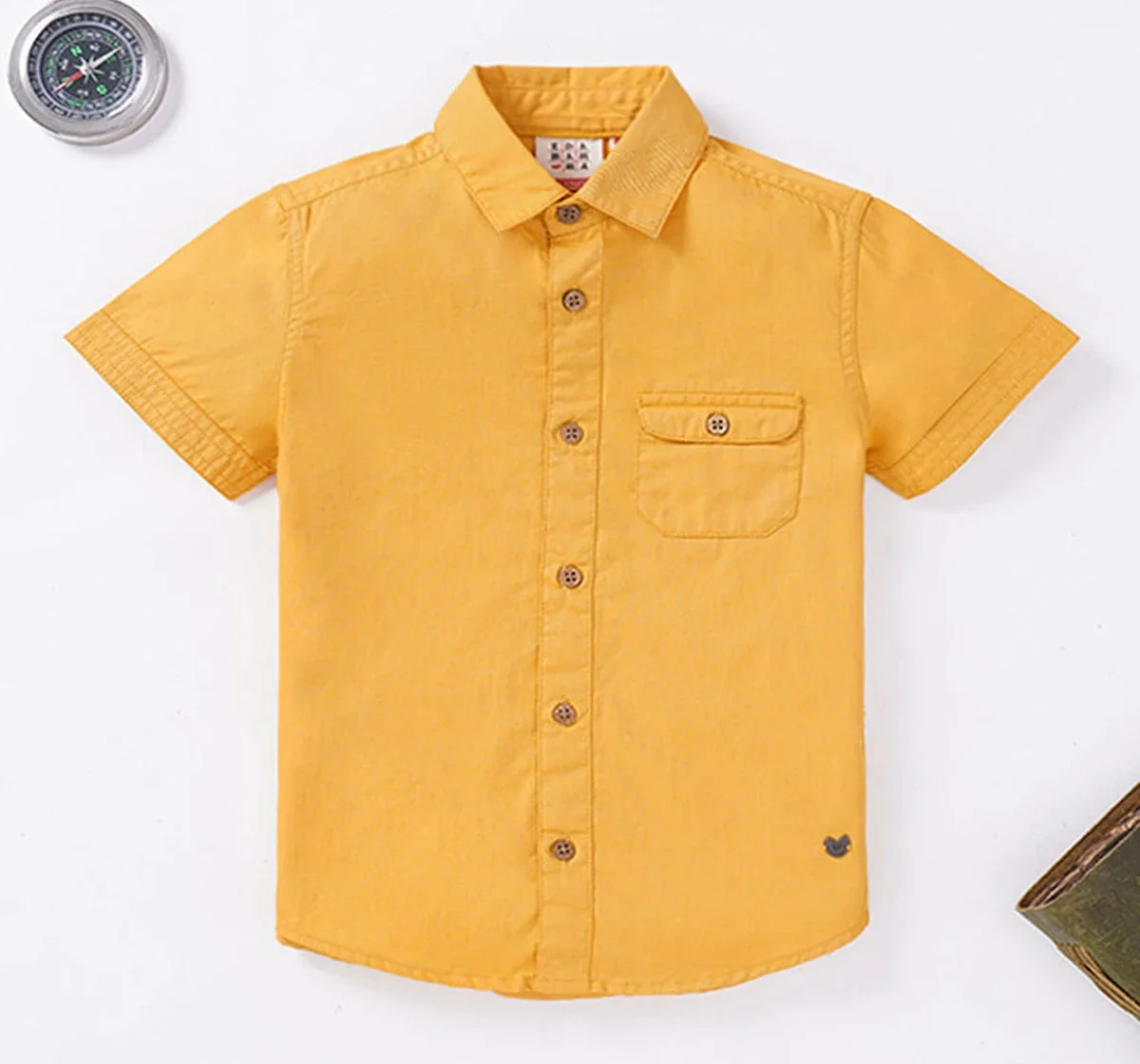 Boys Front Pocket Solid Shirt