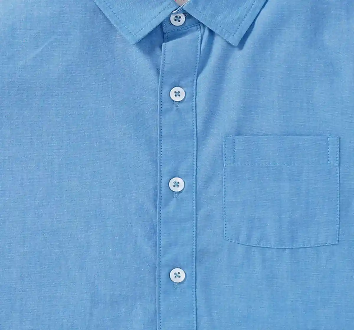 Boys Solid Collar Shirt With Front Pocket