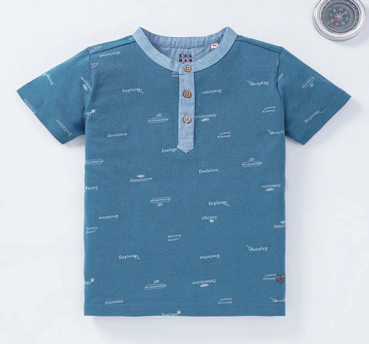 Boys All Over Printed Henley T-Shirt
