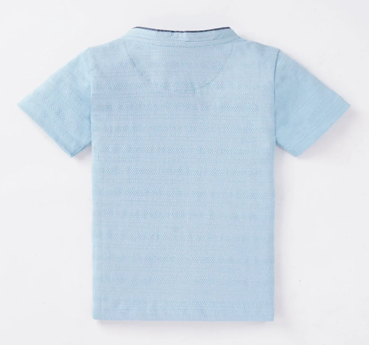 Textured Tshirt With Chambray Collar