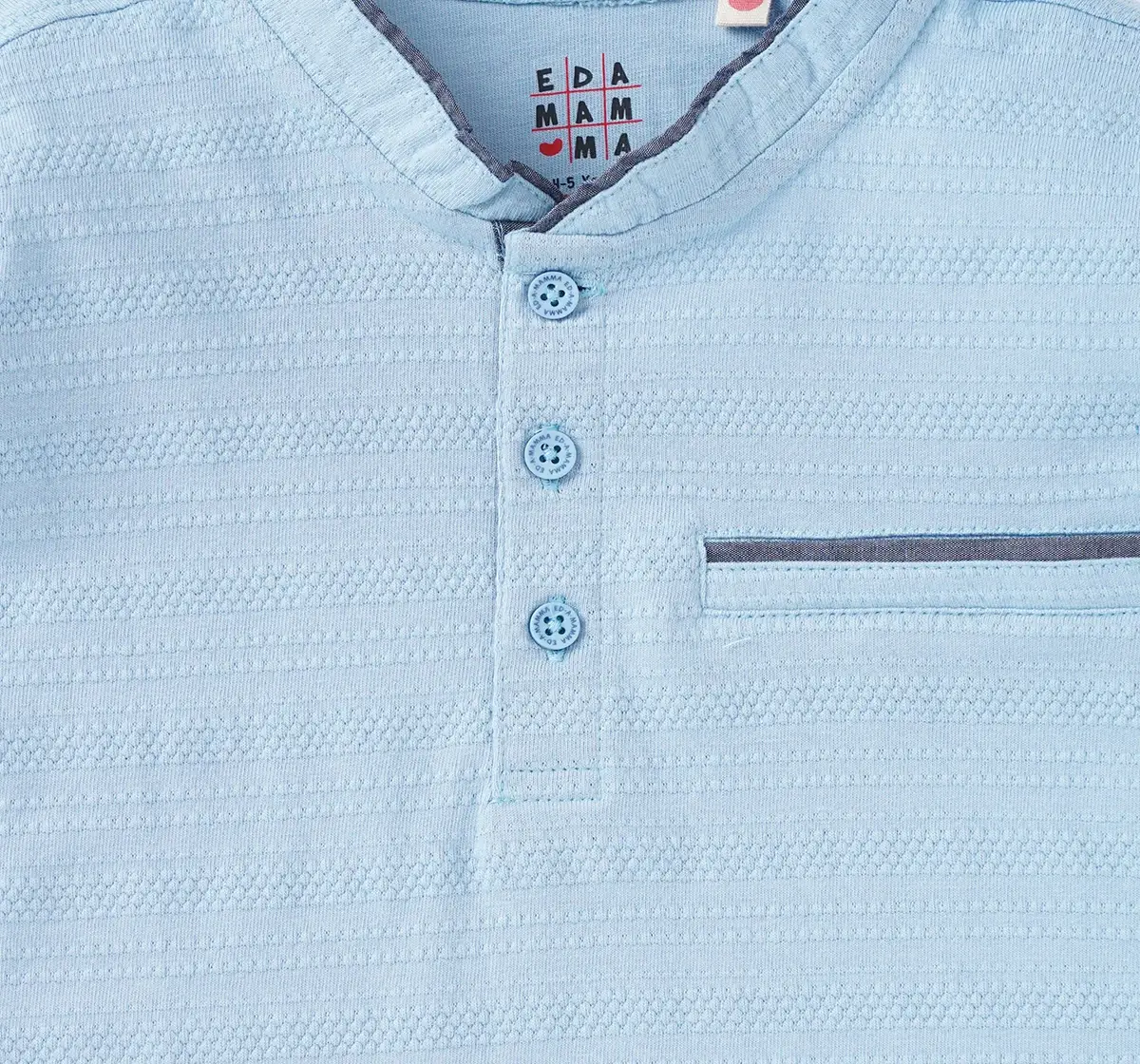 Textured Tshirt With Chambray Collar