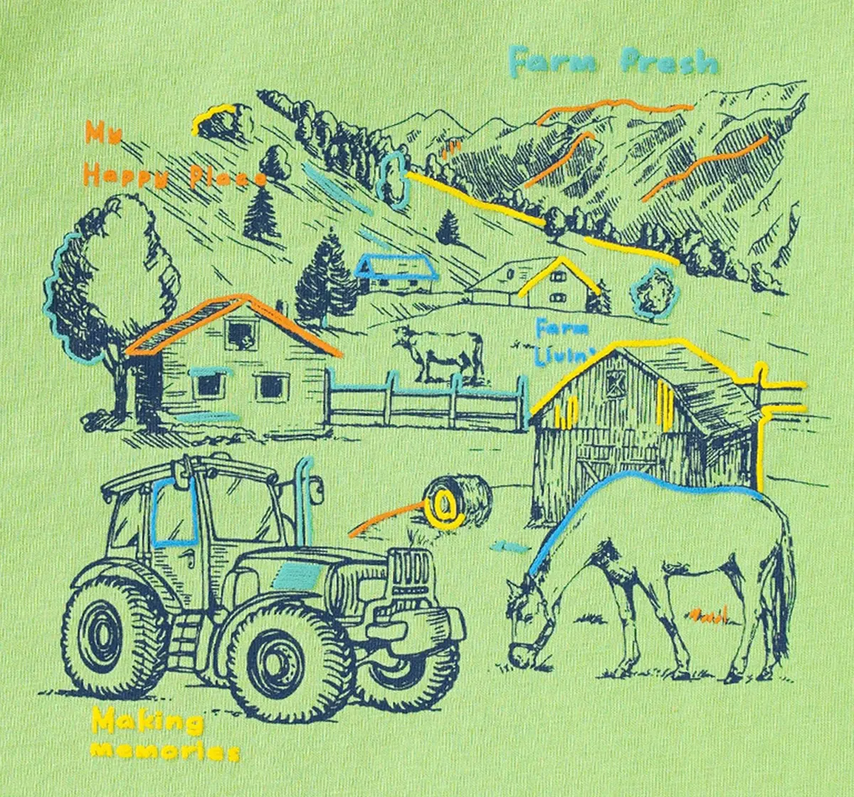 Boys Farm Print T-Shirt
