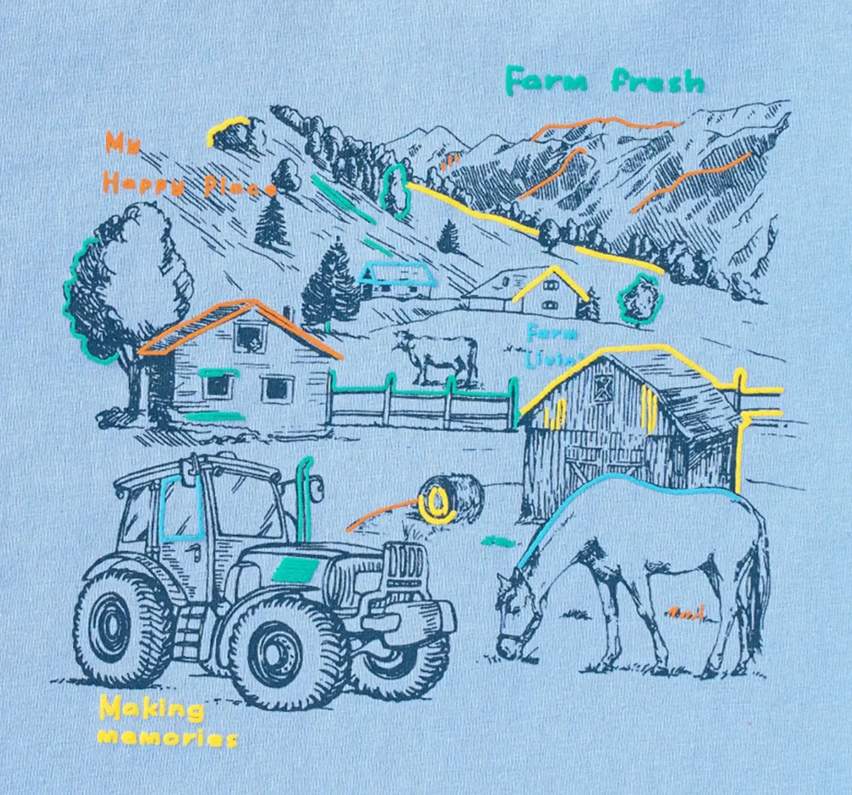 Boys Farm Print T-Shirt