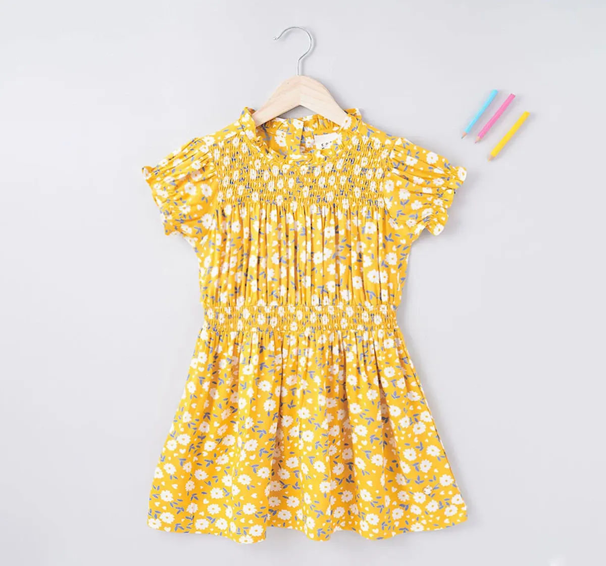 Girls Smocked Printed Dress