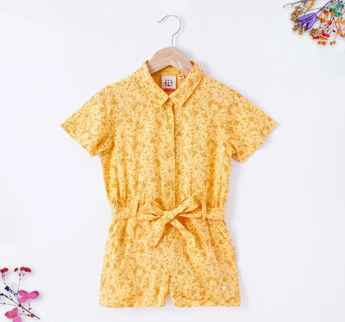 Girls Printed Tie Up Jumpsuit