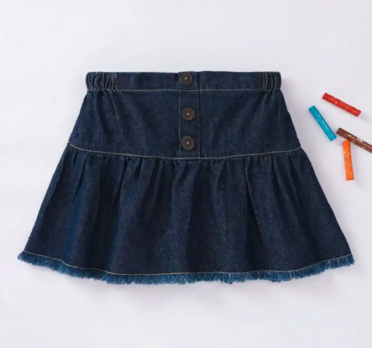 Girls Solid Denim Skirt