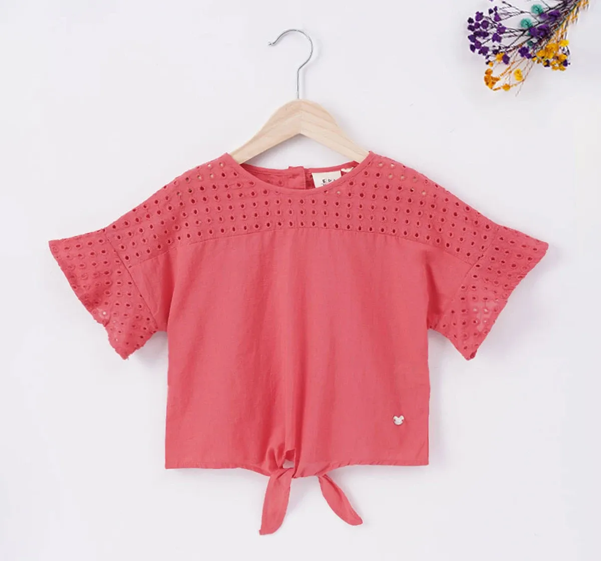 Girls Schiffli Tie Up Top