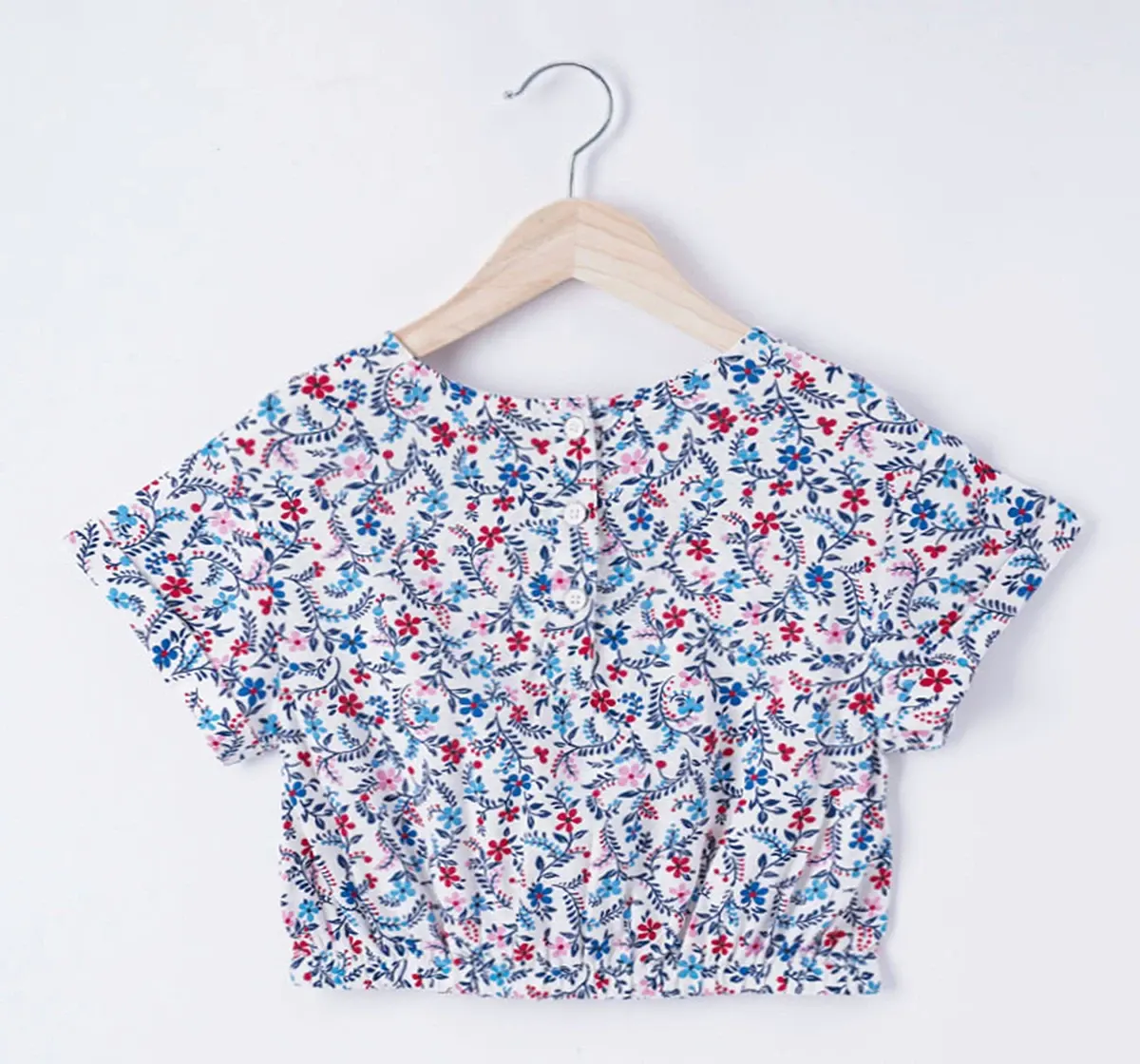 Girls Floral Printed Top With Elasticated Waist