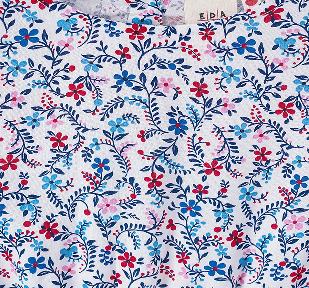 Girls Floral Printed Top With Elasticated Waist