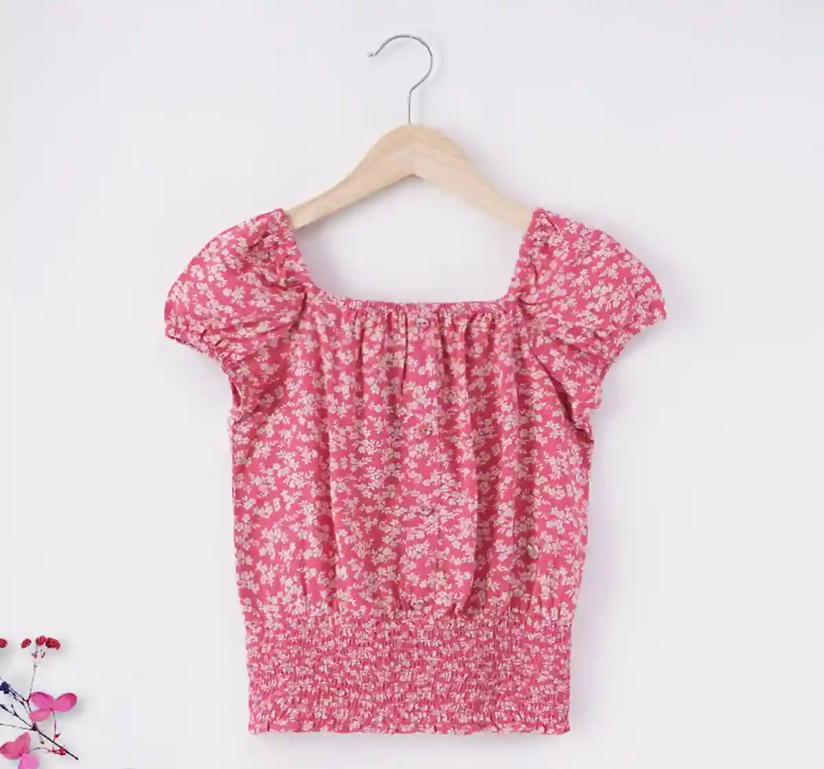 Girls Floral Smocked Top