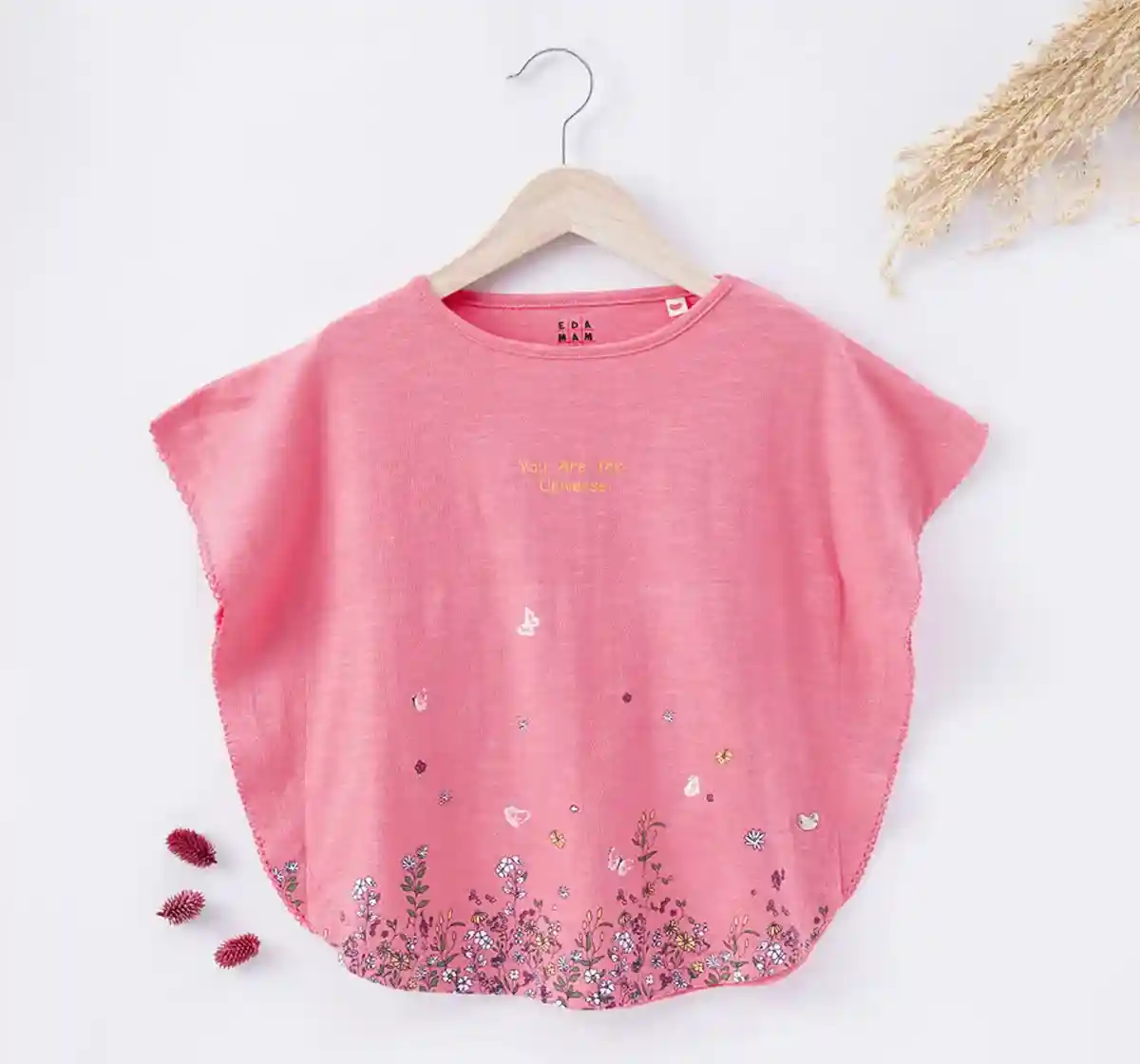 Girls Floral Hem Swing Top