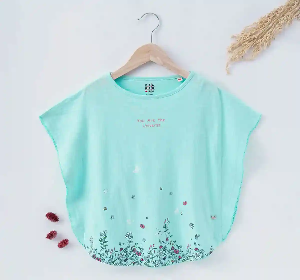 Girls Floral Hem Swing Top