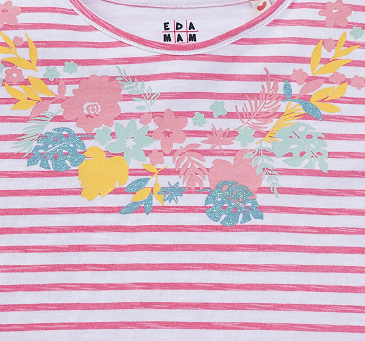 Girls Floral Striped Top