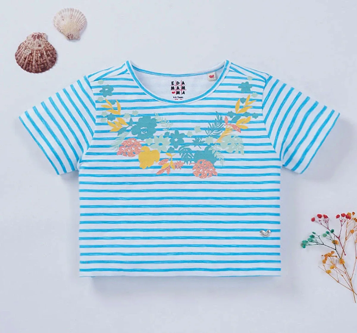 Girls Floral Striped Top