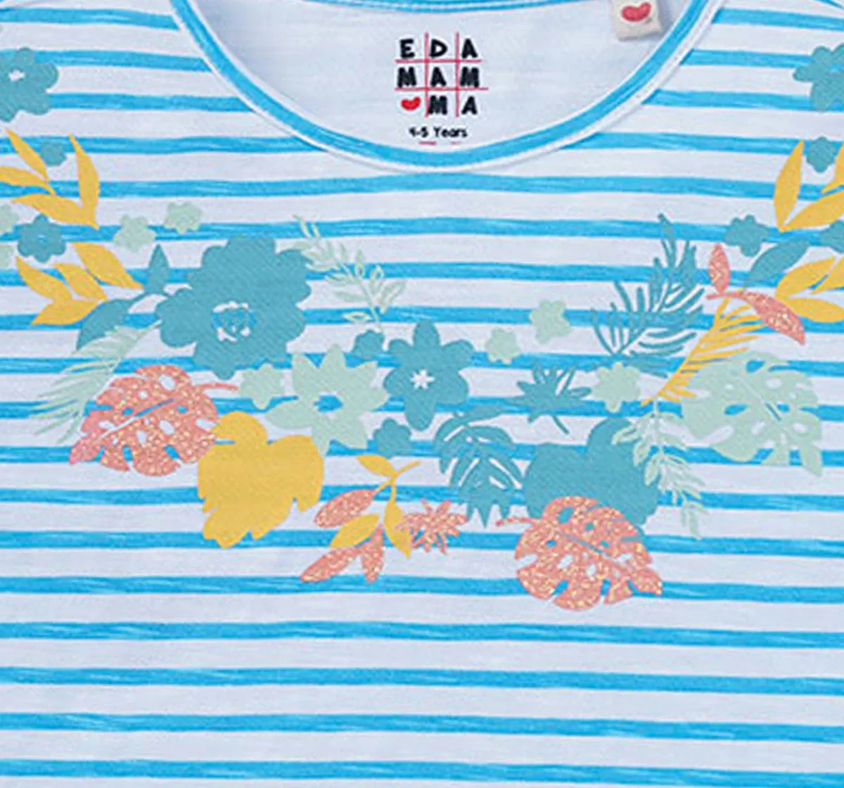 Girls Floral Striped Top