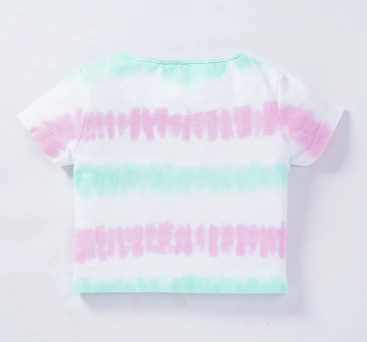 Girls Tie Dye Printed Crop Top With Badge