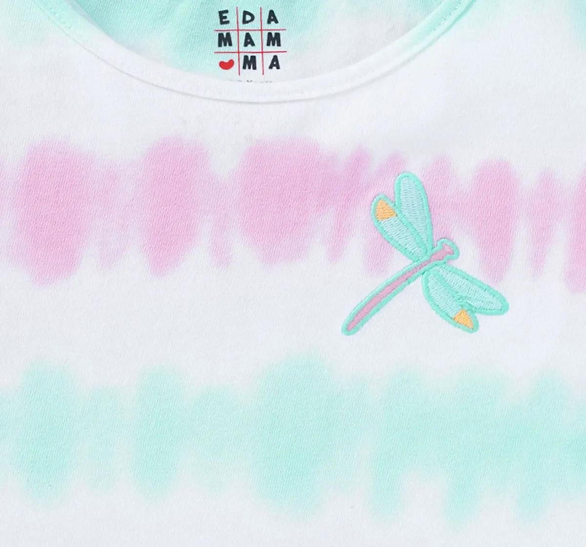 Girls Tie Dye Printed Crop Top With Badge