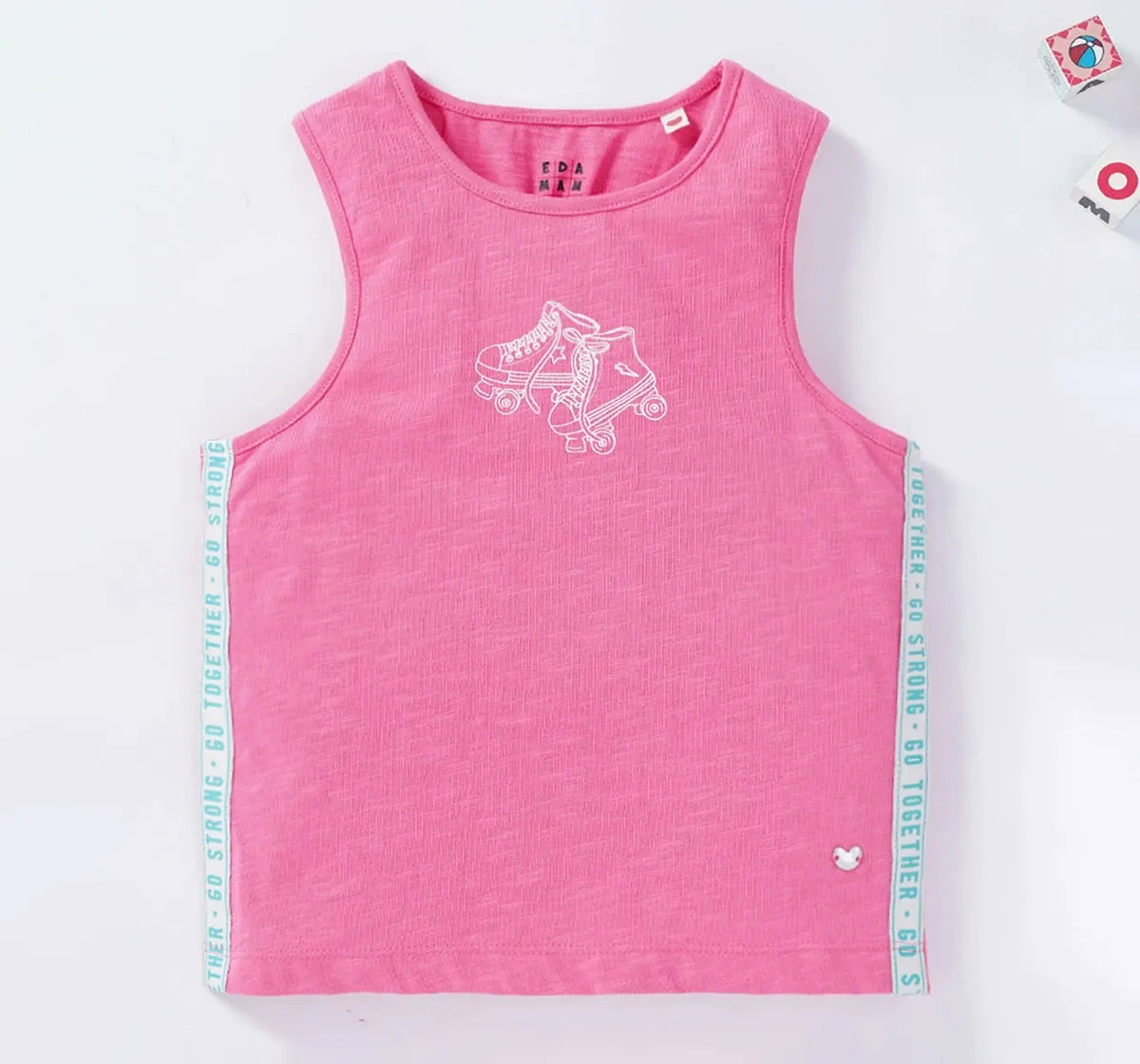 Girls Tank Top With Printed Side Tape