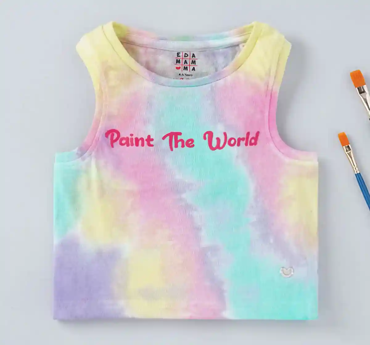 Girls Tie Dye Printed T-Shirt With Text Print